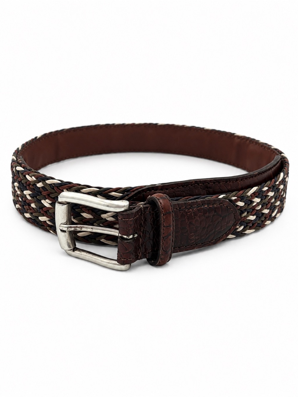 Nocona USA Braided Leather Belt Brown Multicolor Western Size 38